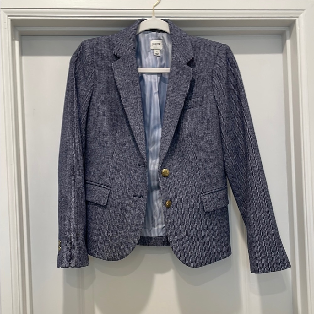 J. Crew Charcoal Blazer with Brass Accents